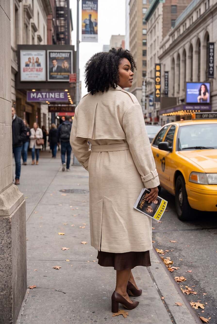 Future Collective Cream Boucle Frayed Edge Trench Coat - Picture 9 of 9